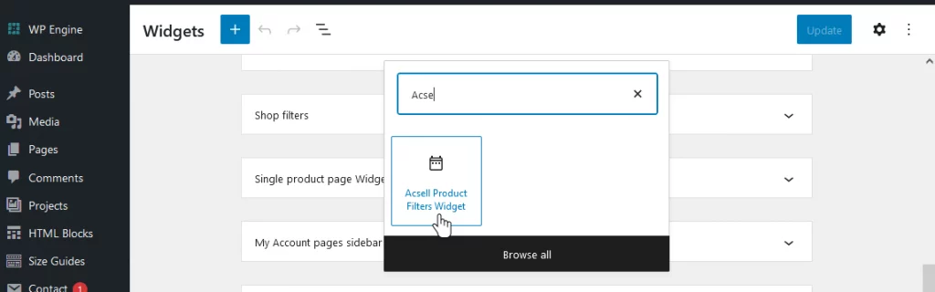 Update with Acsell Product Filters Widget