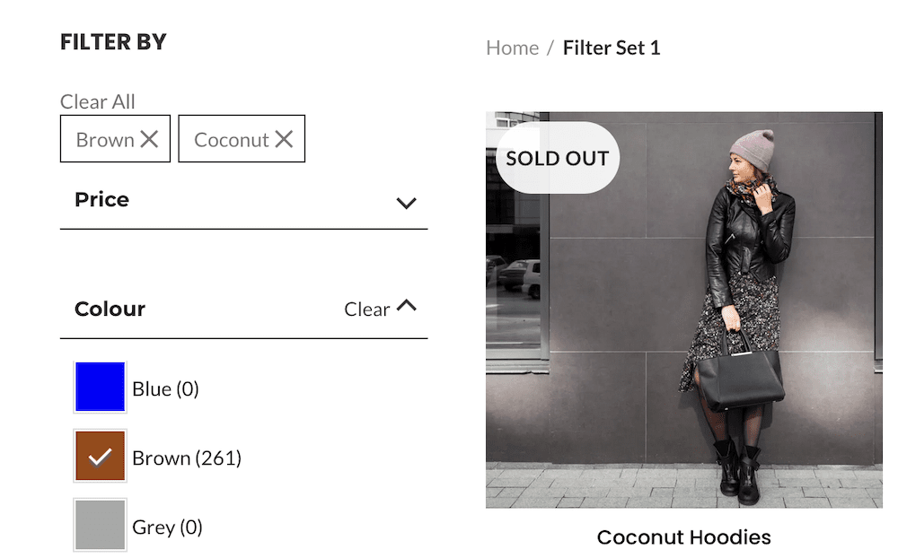 Selecting attributes within a product filter.
