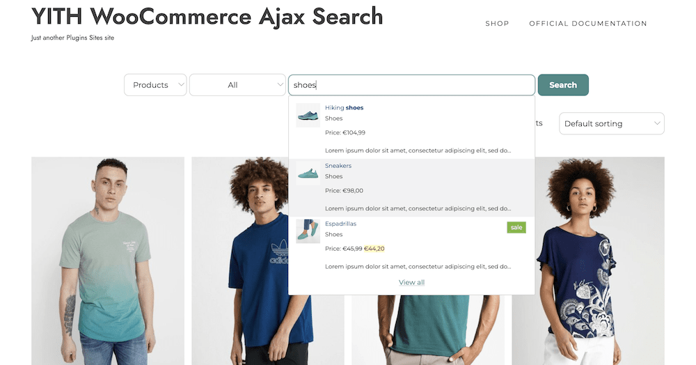 The YITH WooCommerce Ajax Search plugin.